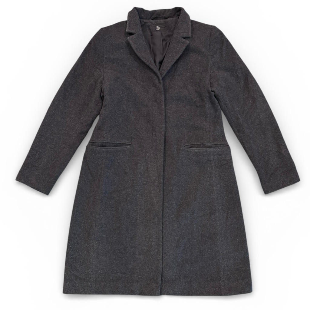 Vintage Womenâs Charcoal Wool Blend Long Coat - Medium